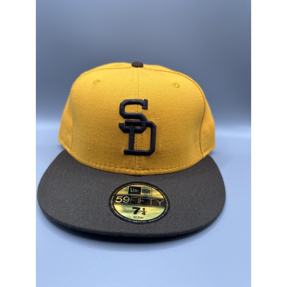 San Diego Padres New Era 59FIFTY Cooperstown Collection Fitted Hat Yellow 7 1/4